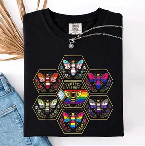 Comfort Colors Protect The Hive LGBTQ Bee Tee, Trans Lesbian Gift, Liberal Progressive Shirt, Proud Ally Top, Lesbian Bisexual Shirt
