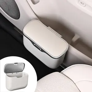 Multifunctional Car Ultra-Fine Leather Trash Can, Car Console Organizer, Car Storage Organizers, Abs Material, Deformless, Fits 99% Cars, Dry Wet Use, Space Saving, No Damage Installation