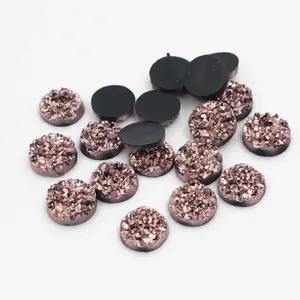 New Fashion 40pcs 8mm 10mm 12mm Rose Gold Color Natural ore Style Flat back Resin Cabochons For Bracelet Earrings accessories