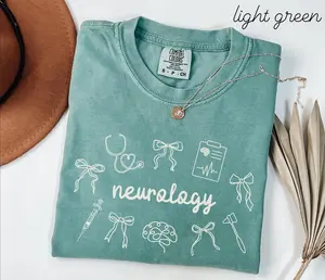 Comfort Colors Neurology Shirt • Coquette Bow Neuro Nurse Work Tshirt • Neurology Gifts • Neuro ICU Nurse Gift • Neuroscience Fabric Top Womenswear Fit