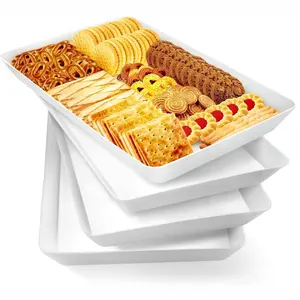 4 pcs Serving Tray for Entertaining Grilling BBQ Accessories Reusable Plastic Trays for Snacks Fruit & Pantry Organization in Kitchen for Parties