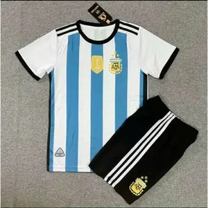 Argentina White Blue Soccer Uniform Set, Breathable Football Jersey and Shorts