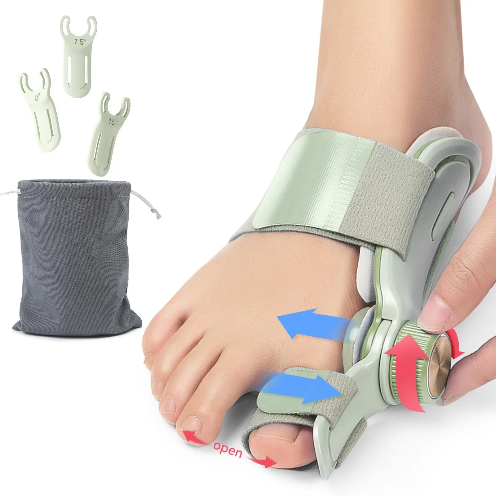 Corrector Effective Double Correction for Women Men, Stepless Adjustable Knob with 3 Different Angle Fixing Plate, Suitable for Left Right Feet, 1pc