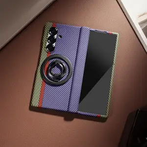 Samsung Galaxy Z Fold 7/6 Flip Folding Protective Phone Case, Full Protection for Z Fold 5/4 with Carbon Fiber Pattern, Ultra-Thin Hinge Cover for Z Fold 3, Accessories