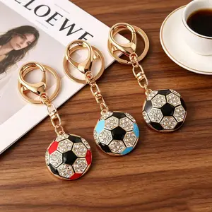 Luxury Rhinestone Soccer Keychain, Elegant Fan Accessory, Diamond-Embedded Soccer Shape Key Ring, Unique Bag Charm, 2pcs Set