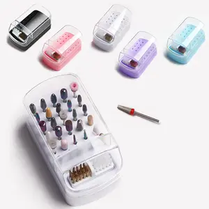 1pc Nail 30 Hole Sanding Head Cleaning Storage Box 1 in Nail Polishing Head Storage Multifunctional Cleaning Dust Display Box Nail Art Tools