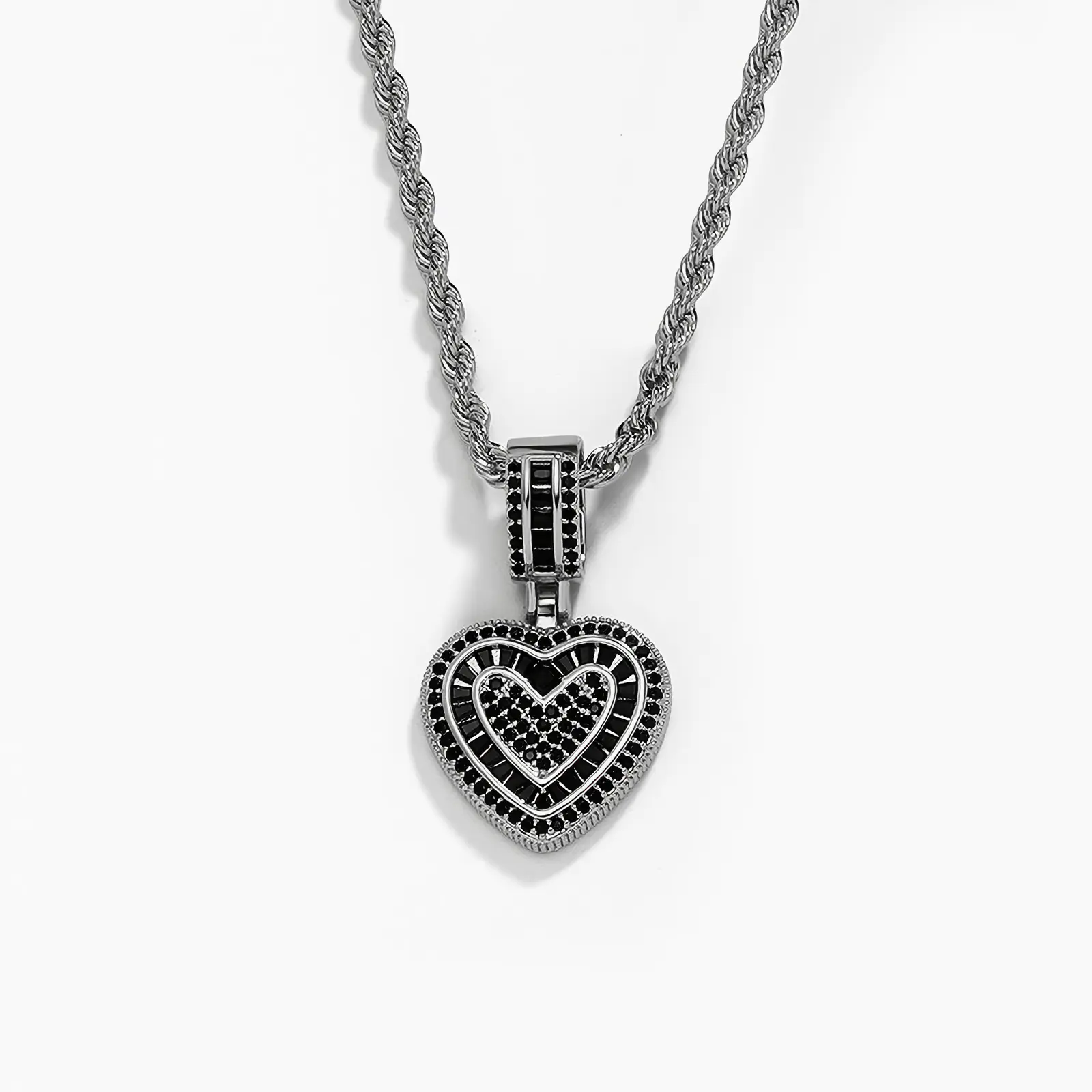 Gold-Plated CZ Heart Shaped Necklace for Adults, Hip Hop Costume Jewelry with 18-24 Inches Rope Chain, Sparkling Cz Necklace, Meaningful Gifts