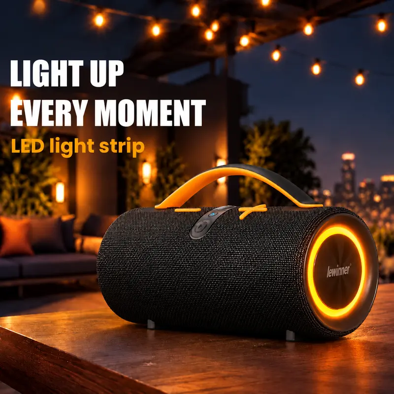 Lewinner Wireless Bluetooth Boombox Stereo - 60W Dual Speakers, TWS Seamless Duo Pairing, 150-Song Playtime, IPX5 Multi-Color Waterproof Wireless Speakers, Portable, Bass-Free Clarity Audio, LED Light, Smartphone Connectivity Gift