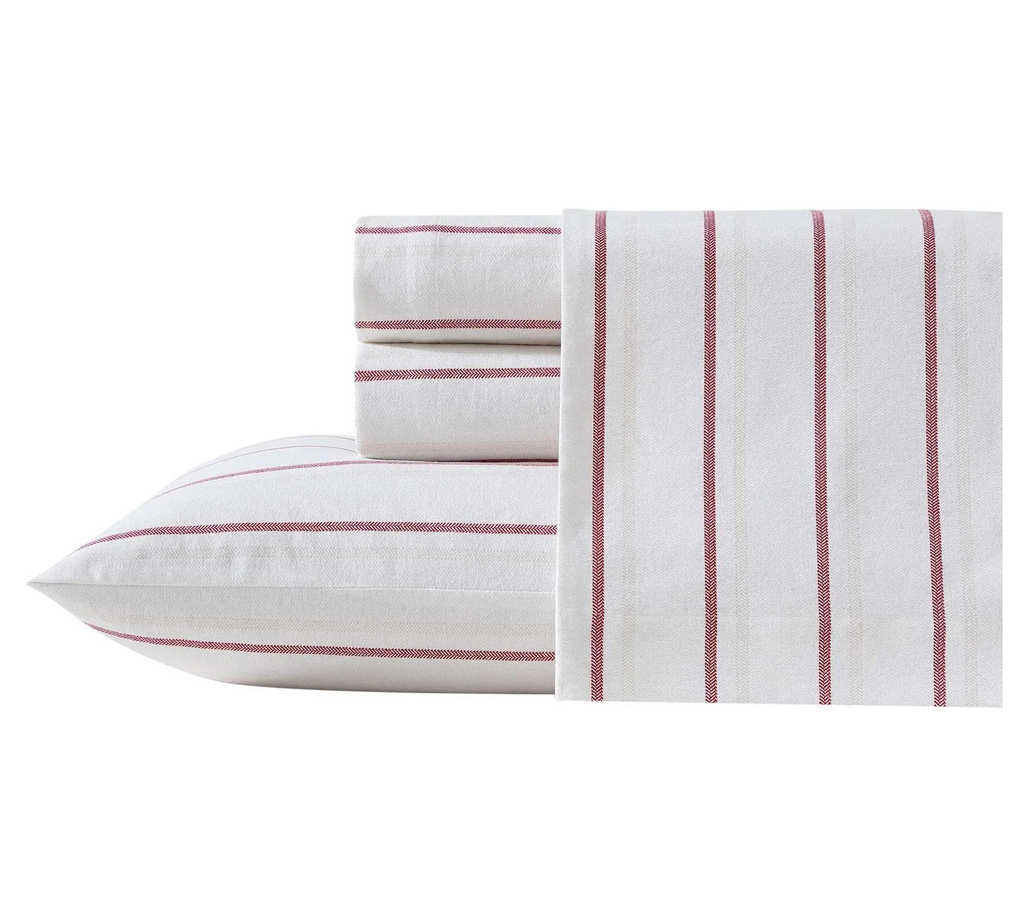 Eddie Bauer Cooper Falls Red Cotton Flannel King Sheet Set