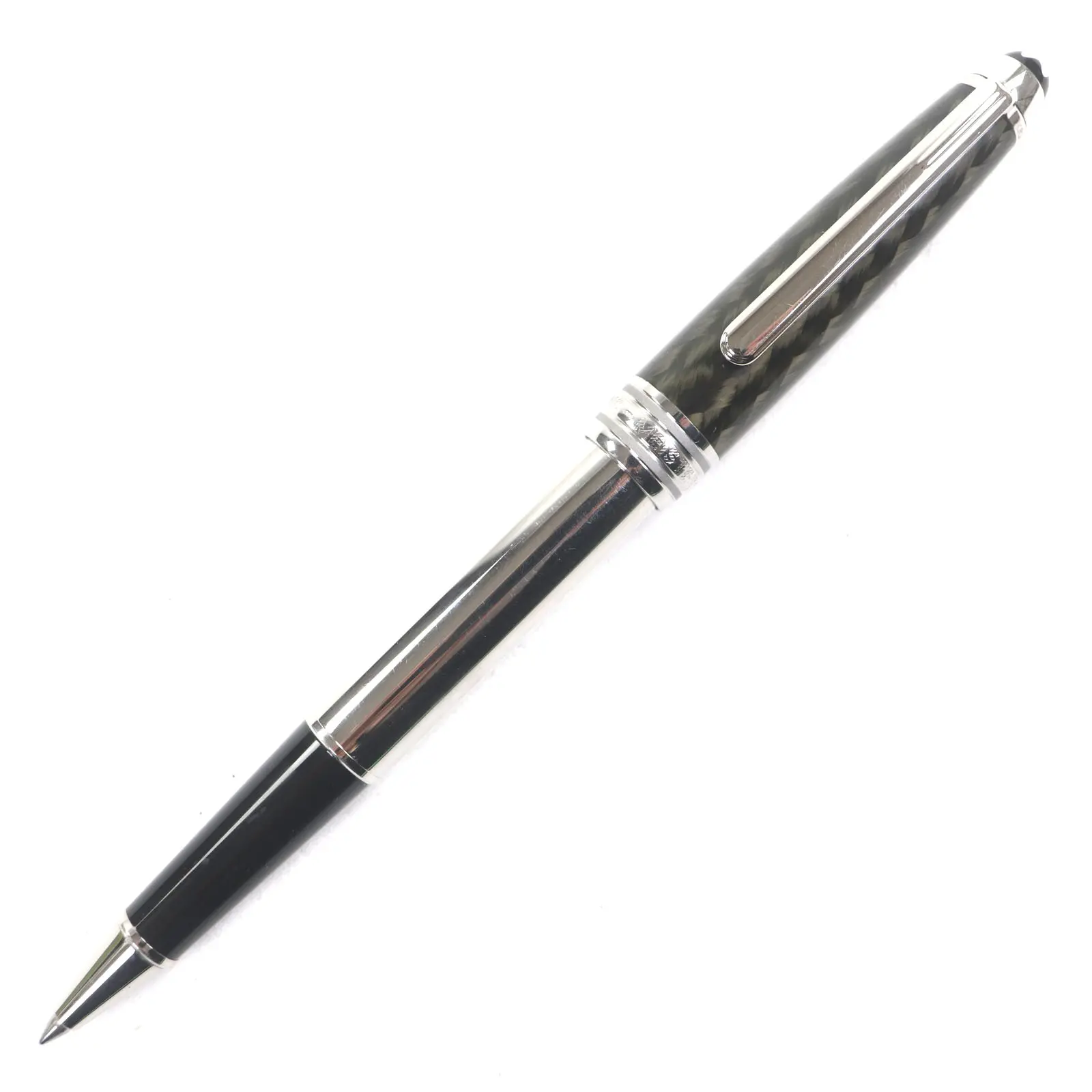 Pre-owned Montblanc Stainless Small Leather Goods Meisterstück Solitaire Carbon Steel Ballpoint Pen