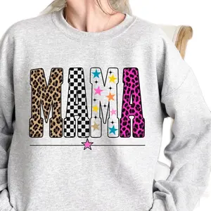 Mama DTF Direct to Film Transfer 11 Inch Leopard & Checkerboard Design for Custom Apparel Projects