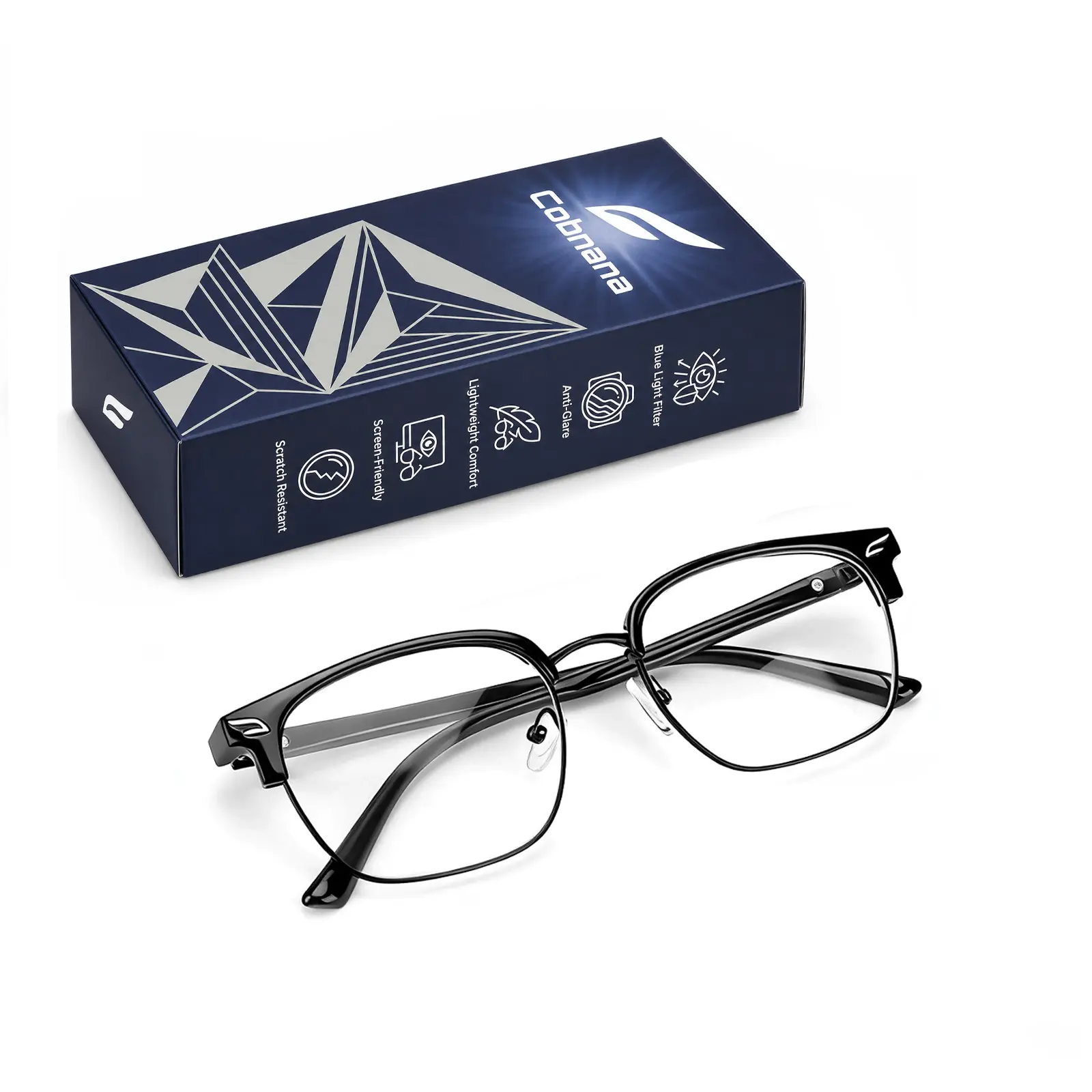 Unisex 2026 Blue Light Blocking Fashionable Frames Glasses - Semi-Rimless, Eye-Friendly Lenses, Reading, TV Use, Women's Birthday Gift Accessory