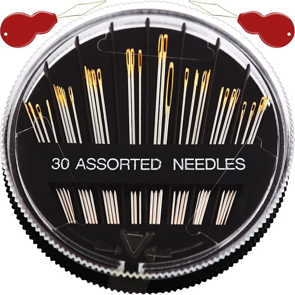 30/60Pack  Sewing  for Hand Sewing Repair, 6 Sizes Assorted  with 2 Threaders, Sewing  for Handsewing, Large Eye Stitching , Embroidery , Sewing