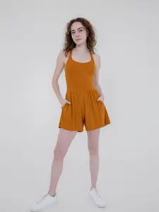 Lila Romper 2.0, Ribbed Marigold