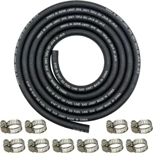 5/16" ID  Line Hose Braided with 10 Clamps Rubber Tubing 8  for Automotives Boat Generators (8mm ID)