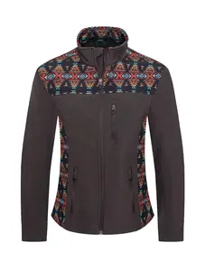 Women's Western Aztec Print Jacket -LJ650EMB-AZ-BROWN-RUST