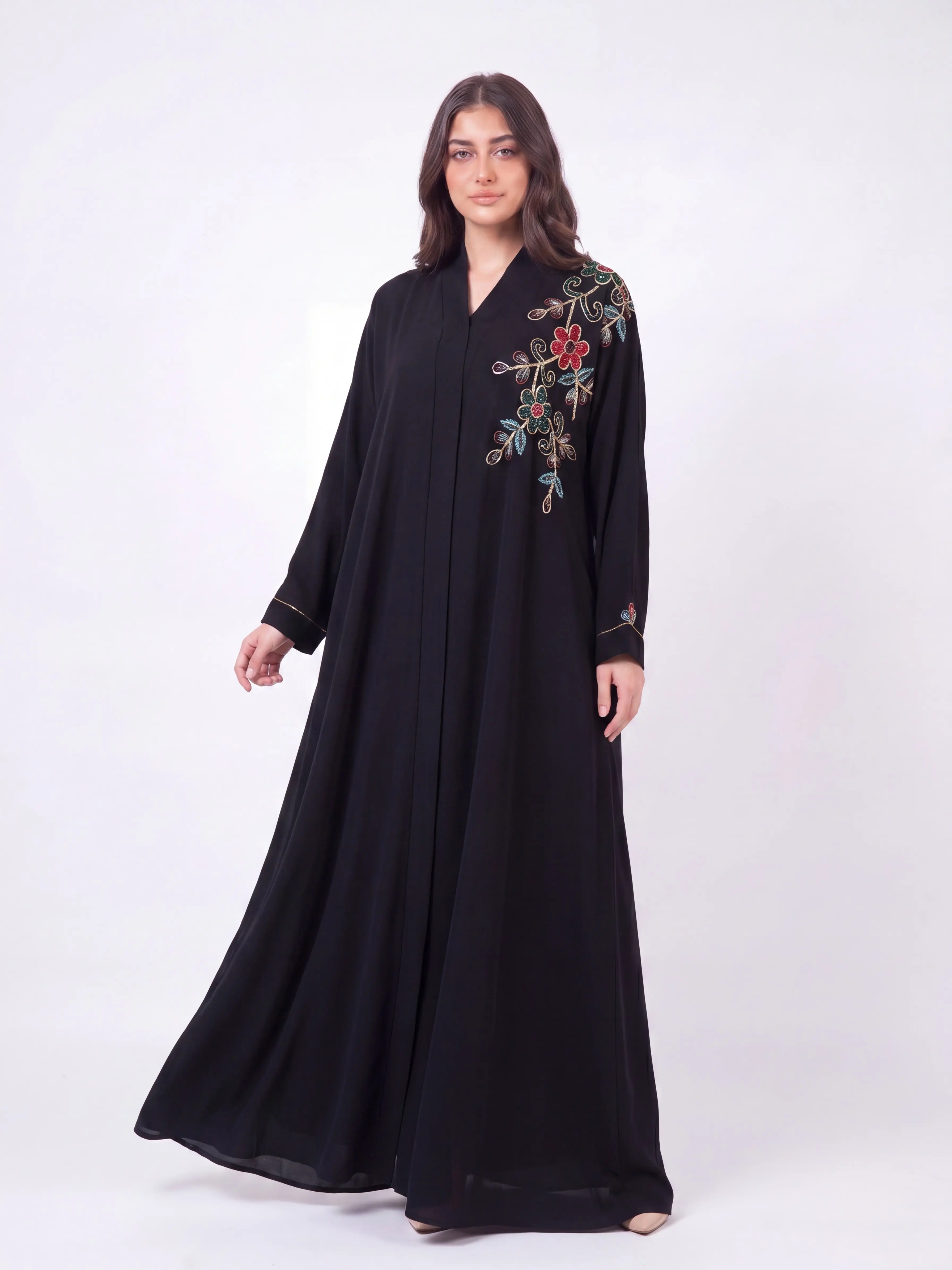 Women's Formal Traditional Embroidered Meena Abaya Set - Ideal for Eid, Ramadan, Gifts for Her, Traditional Abaya