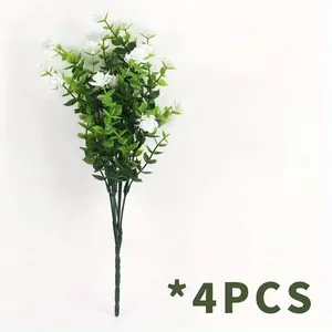 4 Bundles Camellia Artificial Flowers, Fade-Resistant Plastic Autumn Greenery, Indoor Outdoor Decor, Perfect for Valentine's Day