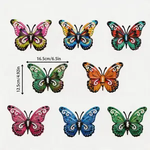 8PCS Colorful Metal Butterfly Wall Art Decor, Outdoor Garden Wall Decor for Fence Balcony Patio, Butterfly Yard Art Hanging Ornaments, Aesthetic Backyard Garden Decoration