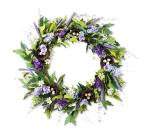 Glitzhome 24"D Easter Lavender & Bird Nest Wreath