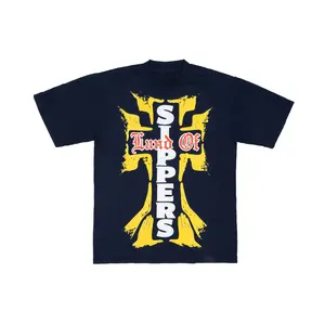 Y2K Gothic Cross Graphic T-Shirt Land Of Sippers Oversized Tee Men Women Unisex Streetwear Vintage Aesthetic Grunge Top Harajuku Style