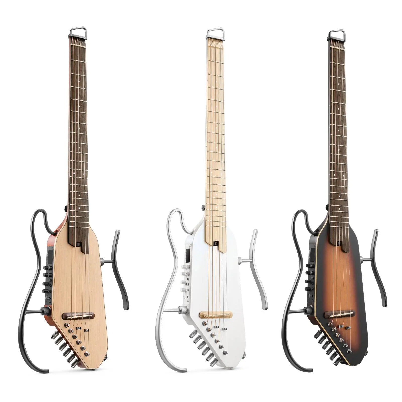 Donner HUSH-I PRO Compact Acoustic-Electric Travel Guitar Kit - Rechargeable Battery, USB-C, Wireless, Sound Effects, No-Noise Headphone Practice String Instrument