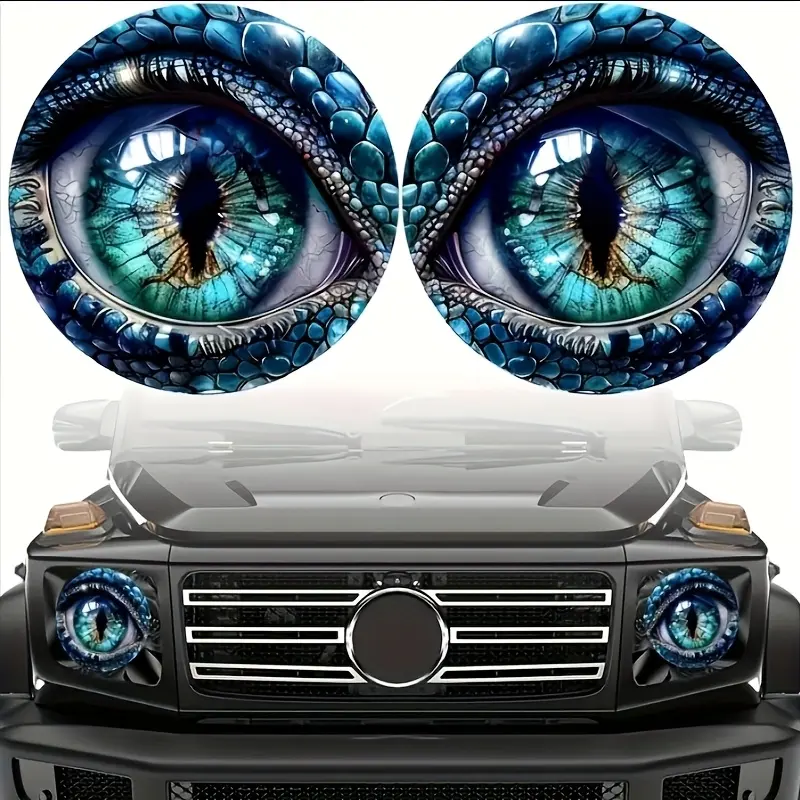 2PCS Imitation Animal Eyes Car Stickers, Truck Decals, Automotive Decals, Easy To Apply, No Residue Suitable for Cars, Off-road Vehicles, SUV Headlight Stickers Beast Design Decals Vinyl Decals Dragon Sticker Car Accessories