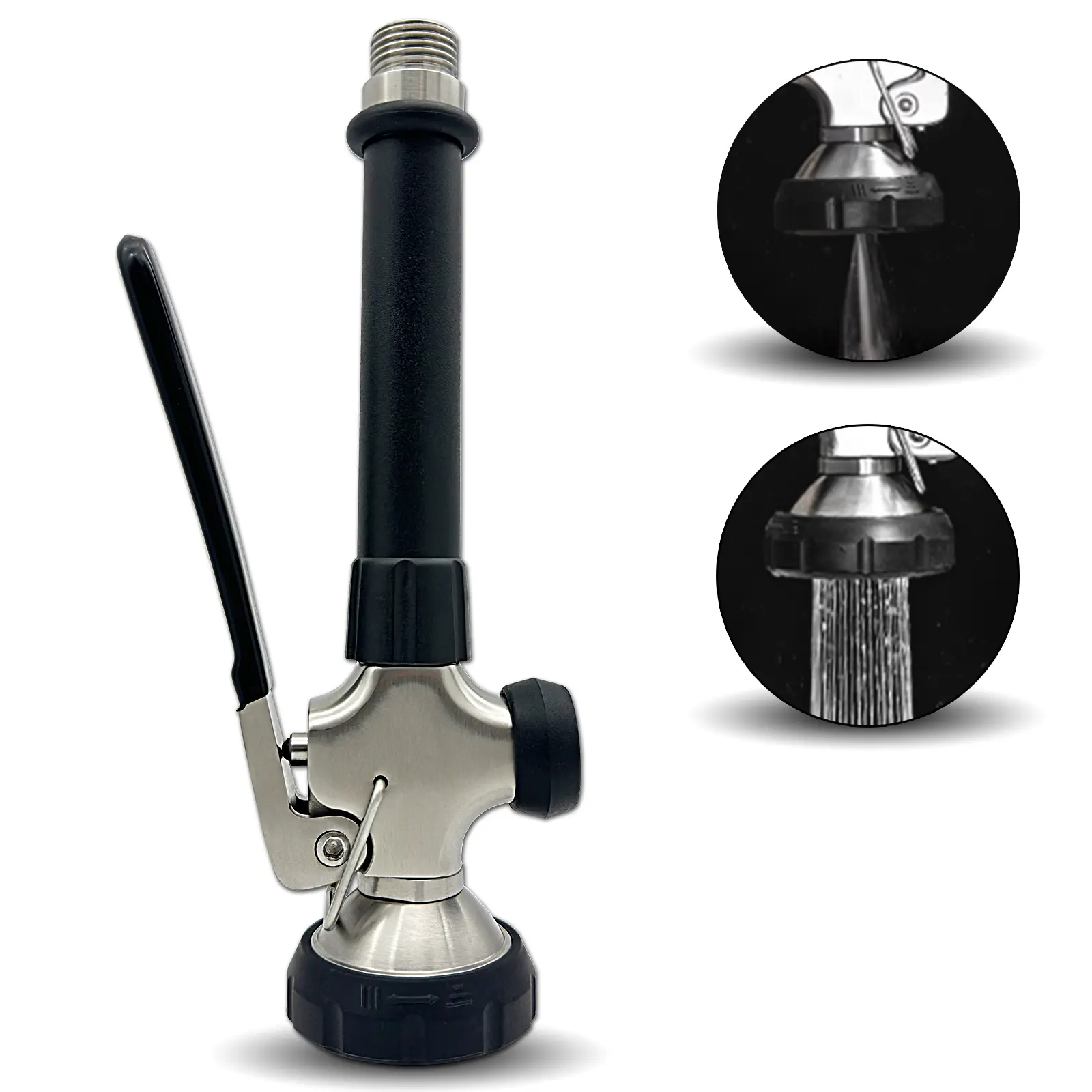 Achelous Pre Rinse Spray Valve Head Dual Function, Commercial Sink Faucet Sprayer Head with Grip Handle, High Pressure Dish Sprayer Nozzle for Commercial Kitchen Faucet Replacement