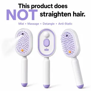 【Not straightened】Electric Spray Air Cushion Massage Comb, Self-Cleaning Anti-Tangle Hair Brush, Anti-Static Volumizing Scalp Massage Brush for Dry Frizzy Hair Care, No Essential Oil Included