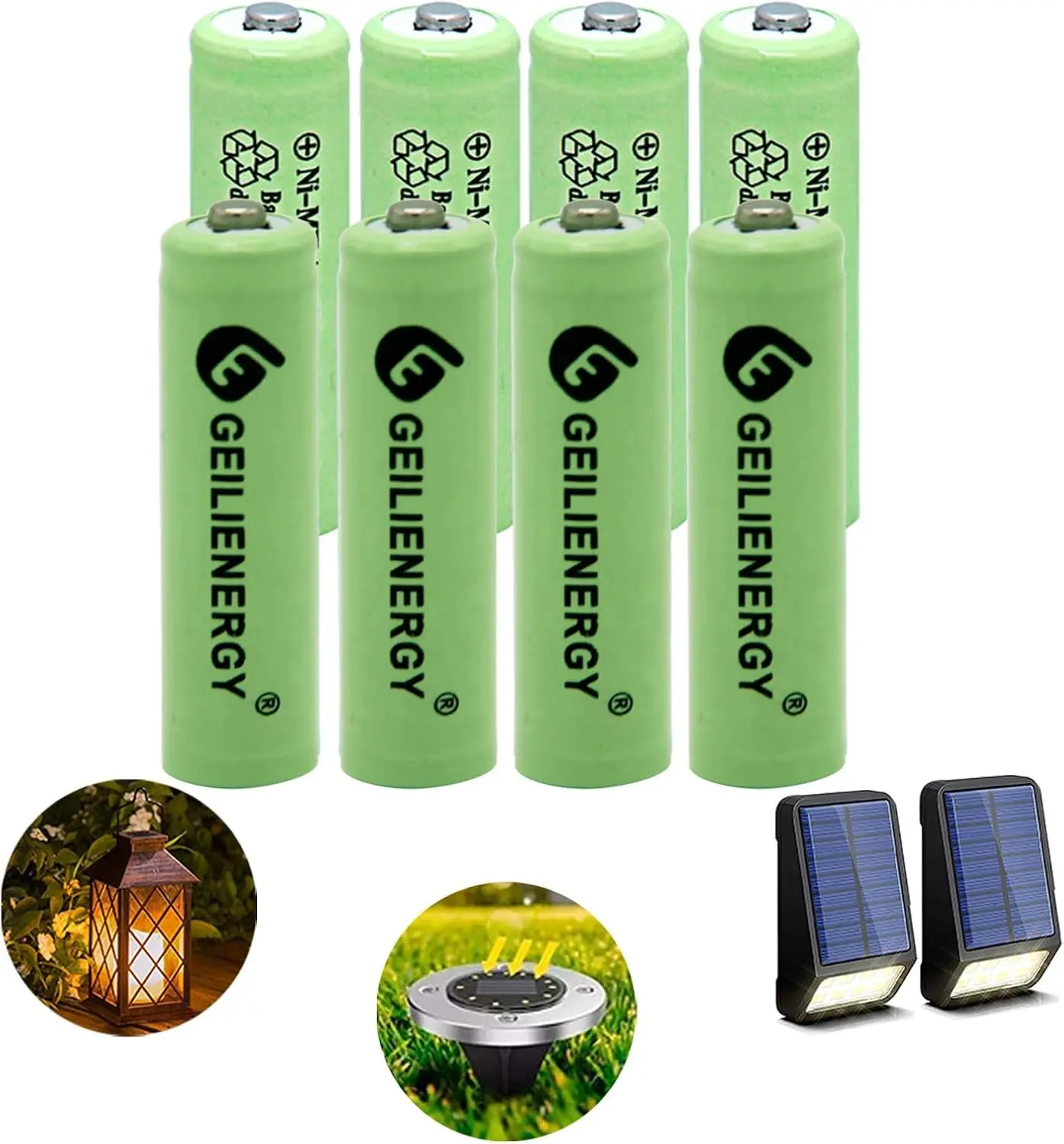 Ni-MH AA 600mAh 1.2V Rechargeable Batteries for Solar Lights, Garden Lights, Remotes, Mice(Pack of 8)