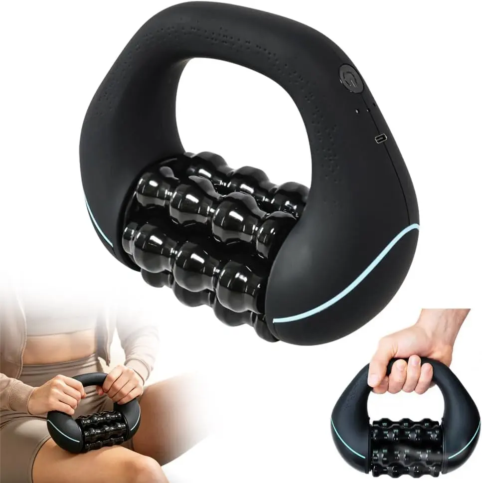 2Pcs 3-Speed Electric Handheld Rolling Massager, Cordless Deep Tissue Body Massage Roller for Back, Shoulders, Arms, Legs & Calves, Portable Full Body Relaxation Tool