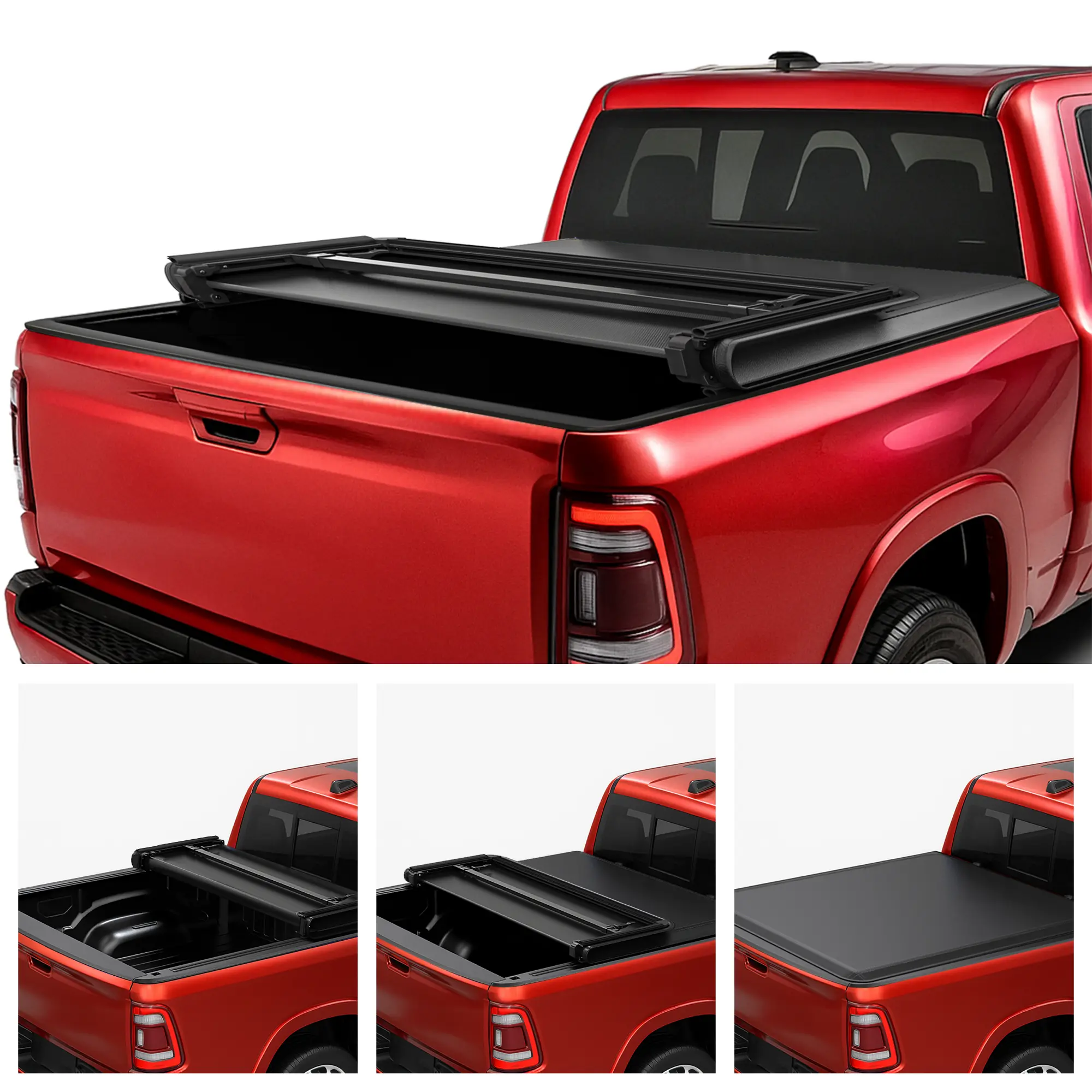 5.7ft Bed (67") Soft Tri-Fold/Soft Quad-fold Truck Bed Tonneau Cover Fits for 2009-2024 Ram 1500 Classic, 2009-2025 New body Without Rambox