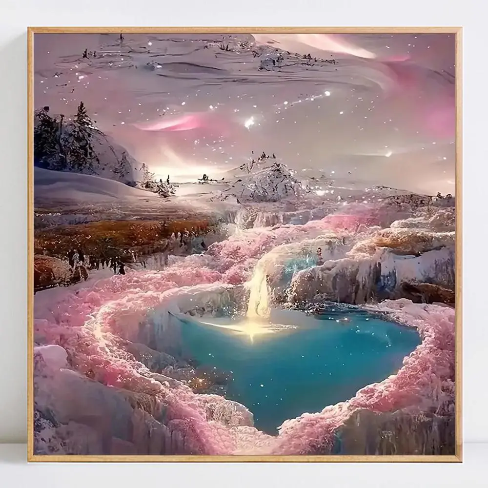 DIY Diamond Arts Colorful Painting Kit, Handcraft, Landscape Pattern Diamond Arts Colorful Painting without Frame, Handmade Craft Wall Art Decoration, Diamond Painting Kits, Handicraft