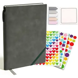A5 Lined Notebook with  Pen, Soft Cover & Organization Kit Including Color Dot Stickers, Sticky Index Tabs and Note Papers, Lined Pages Green