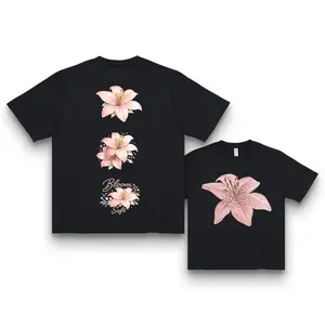 Bloom Soft Watercolor Lily Floral Double-Sided Graphic T-Shirt