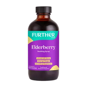 Further Food Elderberry Soothing Syrup - 100% Infused with Honey, No Artificial Sweeteners, 1g Sugar, Immune Support, Natural Wellness Supplement