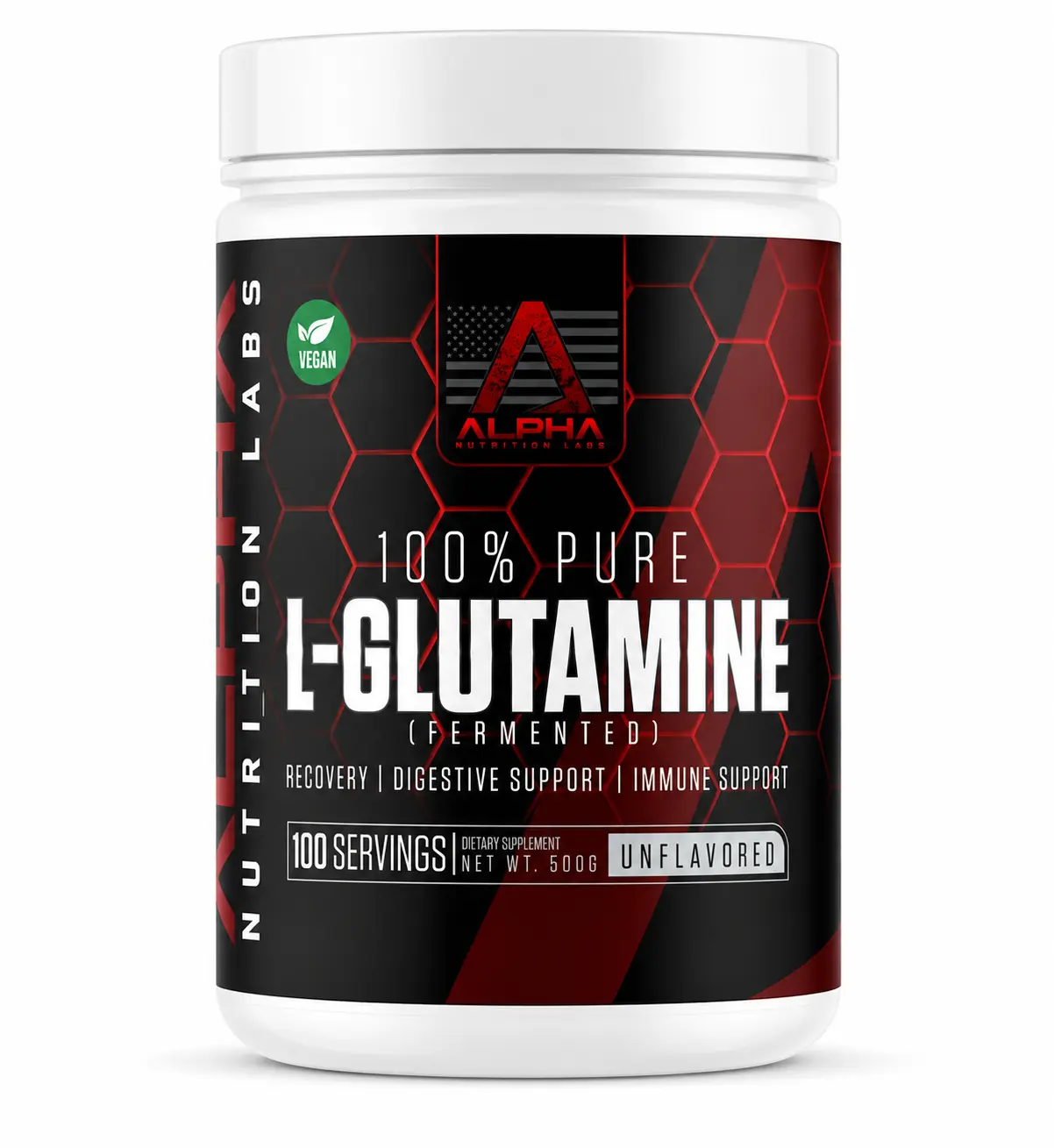 Alpha Nutrition Labs Ultra-Pure Fermented Natural L-Glutamine Powder Dietary Supplement - 500g, Vegan Amino Acid with Minerals for Fitness Support, Recovery Boost & Wellness Needs