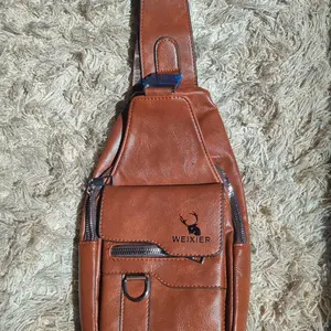 【Local Delivery】Maxoner 1pc Retro Brown Men's Chest Bag, Waterproof Daily Commute Bag, Solid Color Fashionable Slant Shoulder Bag Fathersdaygift Durable Crossbody Fanny Pack