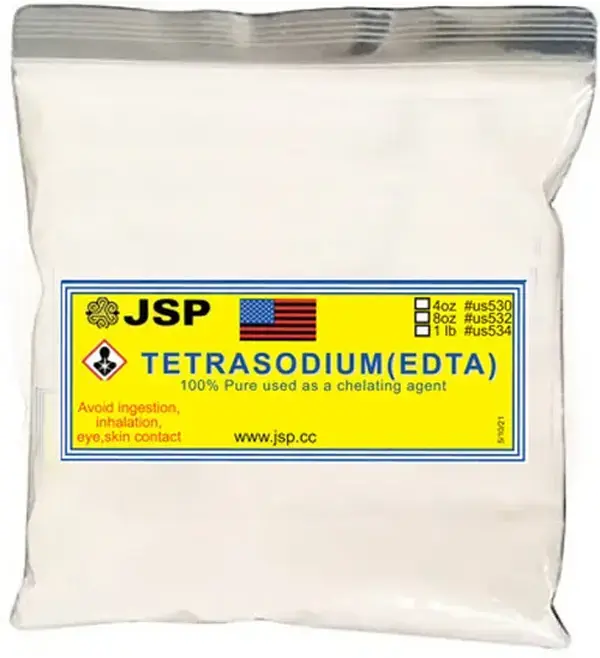 JSP Technical Grade Tetrasodium EDTA Chelating Agent 8oz Fine Powder - Home Care Cleaning Agent, Formaldehyde Remover, Gold Refining Aid, Cosmetics Ingredient