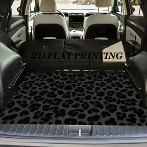 1pc, Stylish Anti-Slip Car Trunk Mat, Featuring a Classic Black Leopard Print Camouflage Design - Made of Durable Polyester Material, Keeps The Trunk Dry And Tidy, Car Accessories