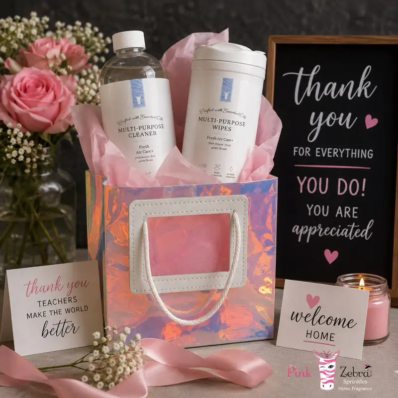 Pink Zebra Thank You/Goodie Bags. Pick from Cleaning solution, wipes, dish soap and small sample goodie pack inside too.