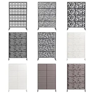 Metal Privacy Screen 71"x46" Freestanding Decorative Panel, Decorative Outdoor Divider with Stand,Blocks Unwanted Views for Outdoor Patio Balcony Garden