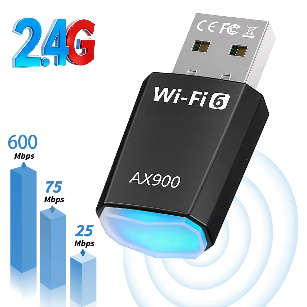 USB WiFi Adapter, 2.4/5GHz Dual Band USB WiFi Dongle for Desktop PC & Laptop, Wireless Network Adapter Plug and Play Support Windows 11/10/8.1/8/7