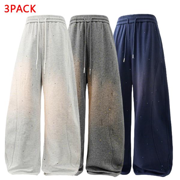 3PACK Men's Premium Sparkle Wide Leg Pants, Casual Drawstring Baggy Trousers, Perfect for Club, Party, Daily & Streetwear