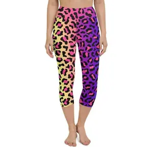 Vibrant Leopard Print Yoga Capris