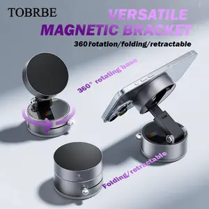 TOBRBE Vacuum Sucker Magnetic Rotate Phone Car Holder, Upgraded Vacuum Magnetic Suction Phone Mount, Magnetic Car Phone Holder, ideal for Car/Gym/Mirror/Shower/Smooth Surface, 360° Adjustable