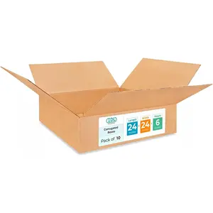 Large Shipping & Moving Boxes 24x24x6 inches (10-Pack) - Extra Strength 200 lb vs Regular - Corrugated Large Shipping Boxes for UPS, FEDEX - Cardboard Packing Box - Shipping Box by IDL Packaging