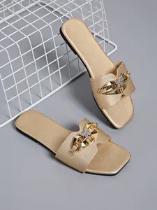 Elegant Rhinestone Butterfly Sandals, Alligator Texture Flat Slippers, Commuter Versatile Outdoor Shoes for Women