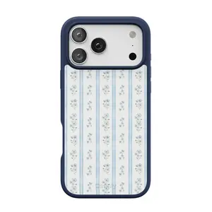 Casely iPhone 17 Pro Max Case | Cottage Stripe | Blue Floral | Align Soft-Touch Flexible Bumper Case | Compatible with MagSafe