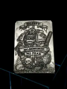 No Pity No Remorse No Fear - Warhammer 40K Inspired Brass Engraved Pin